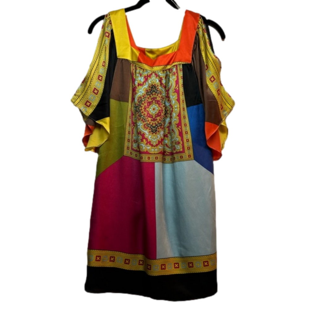 Voom by Joy Han Women’s 100% Silk Elle Trapeze Lined Dress Size S Open Shoulders - Picture 13 of 14